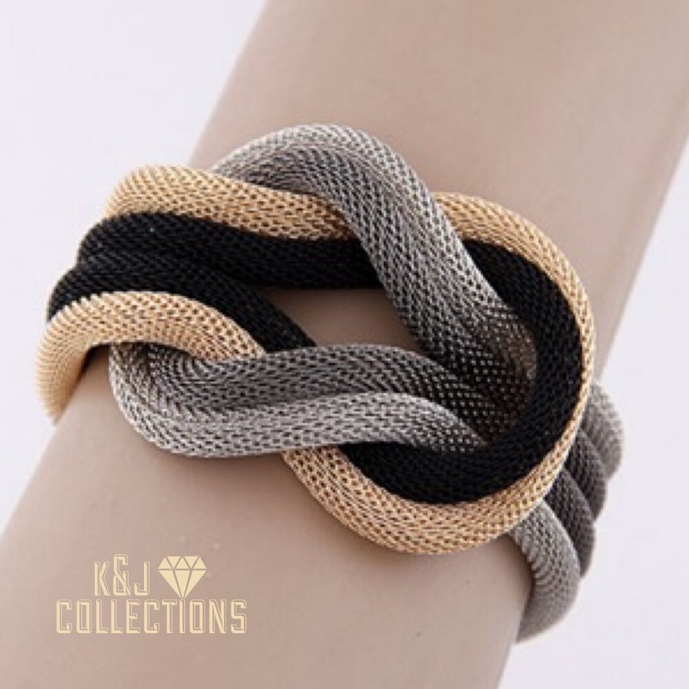 Knotted Black Silver and Gold Bracelet Accessory